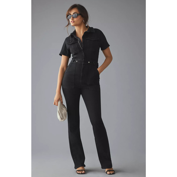 NWT Good American Fit For Success Black Bootcut Jumpsuit - Size 0 - Picture 1 of 6